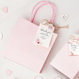 Etiqueta Para Presente Elegante Chá de panela Rosa e Vermelho Floral Obri