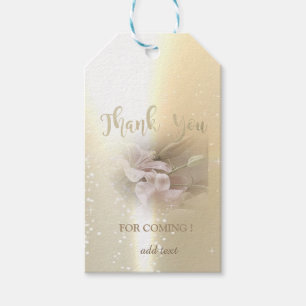Etiqueta Para Presente Elegante Chic Ouro, Flor Obrigado