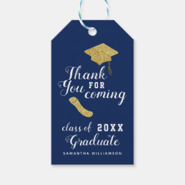 Etiqueta Para Presente Elegante Classe de Ouro Azul 2025 Graduação Obriga