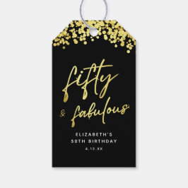 Etiqueta Para Presente Elegante Confete Preto e Dourado Cinquenta e Fabul