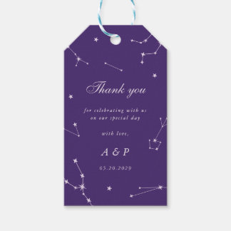 Etiqueta Para Presente Elegante Constelação Casamento Celestial Roxo