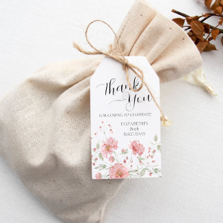 Etiqueta Para Presente Elegante cor-de-rosa Oitava 80 Aniversário Obrigad