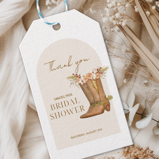 Etiqueta Para Presente Elegante Cowgirl Rústica Agradecimento Chá de Noiv
