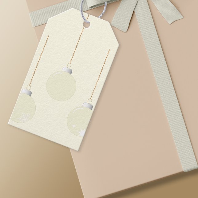 Etiqueta Para Presente Elegante Cream Christmas Baubles (Cream Baubles Gift Tag)