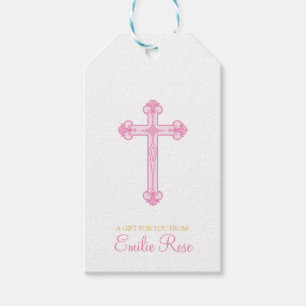 Etiqueta Para Presente elegante CRISTENING ou BAPTISM cor-de-rosa a favor