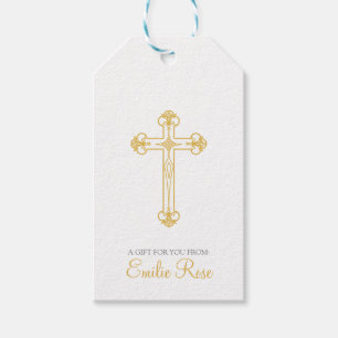 Etiqueta Para Presente elegante CRISTENING ou BAPTISM gold cross favor