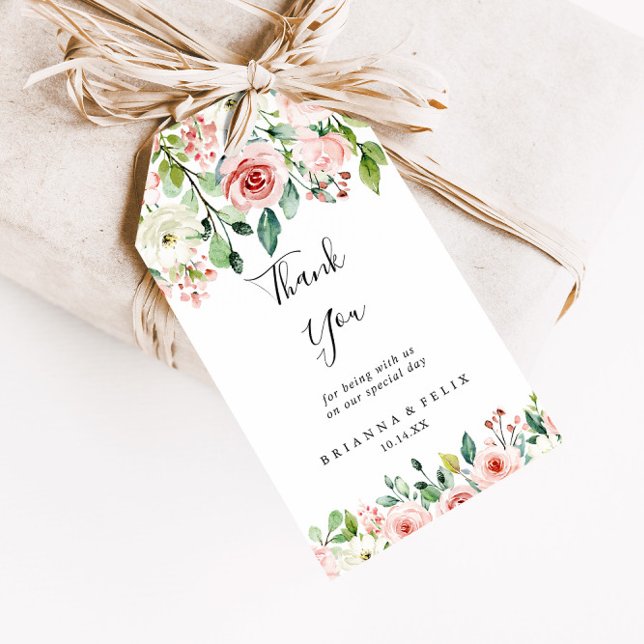 Etiqueta Para Presente Elegante Daît Autumn Floral Weding Obrigado (Criador carregado)