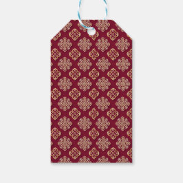 Etiqueta Para Presente Elegante Design de Padrão Vermelho e Dourado