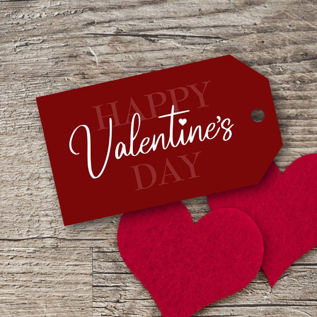 Etiqueta Para Presente Elegante Dia de os namorados Vermelho (Add charm to your gifts with red Valentine tags—romantic, stylish, and perfect for any loved one!)
