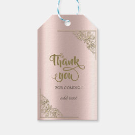 Etiqueta Para Presente Elegante Dourado Frame Rosa Dourado Obrigado