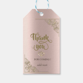 Etiqueta Para Presente Elegante Dourado Hearts Rosa Dourado Obrigado