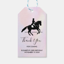Etiqueta Para Presente Elegante Dressage Rider em Watercolor Obrigado