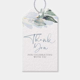 Etiqueta Para Presente Elegante Dusty Blue Greenery Obrigado