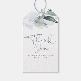 Etiqueta Para Presente Elegante Dusty Blue Greenery Obrigado Marcas de Pr