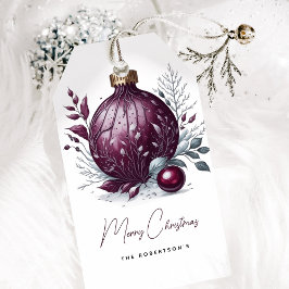 Etiqueta Para Presente Elegante Enfeite Botânico de Natal 