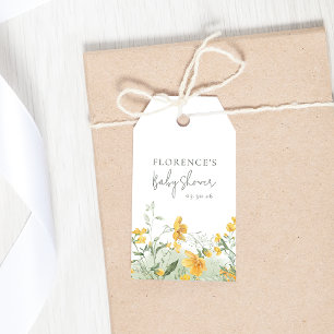 Etiqueta Para Presente Elegante Etiqueta de Presente Floral Amarela