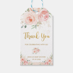 Etiqueta Para Presente Elegante Favor de Agradecimento Rosa Floral Dourad