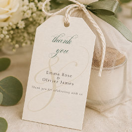 Etiqueta Para Presente Elegante Favor de Casamento com Monograma em Verde