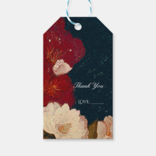Etiqueta Para Presente Elegante Favor Floral Moderno Chic Vermelho e Bran