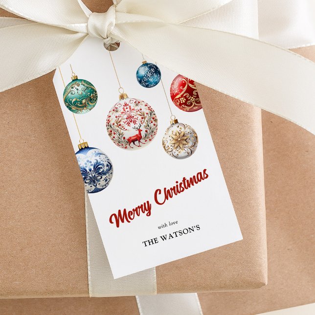 Etiqueta Para Presente Elegante Festas de Natal com Enfeites (Criador carregado)