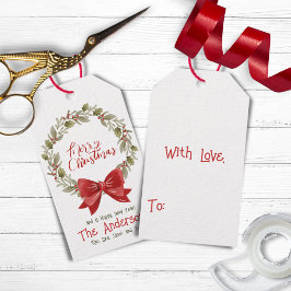 Etiqueta Para Presente Elegante Festivo Feliz Festa de Natal Arco Vermelh