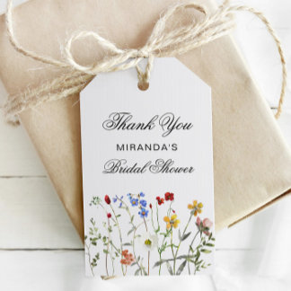 Etiqueta Para Presente Elegante Flor Silvestre Obrigado Chuveiro de Noiva