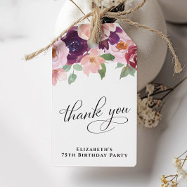 Etiqueta Para Presente Elegante Floral 75ª Festa de aniversário Obrigado