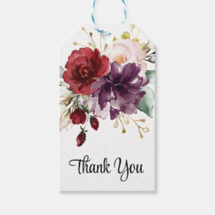 Etiqueta Para Presente Elegante Floral Aquarela Colorida Obrigada
