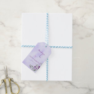 Etiqueta Para Presente Elegante Floral Aquarela Roxo