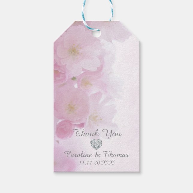 Etiqueta Para Presente Elegante Floral Cherry Blossoms Obrigado Casamento (Frente)