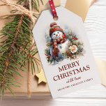 Etiqueta Para Presente Elegante Floral Christmas Snowman<br><div class="desc">Adicione um toque especial ao seu presente de Natal nesta temporada com nossas etiquetas de presentes de Natal florais e vermelhos Elegantes. Estas maravilhosas etiquetas de presentes apresentam um bonitíssimo boneco de neve floral, com as palavras "Feliz Natal" escritas em letra de tipografia. Essas etiquetas de presentes também são totalmente...</div>