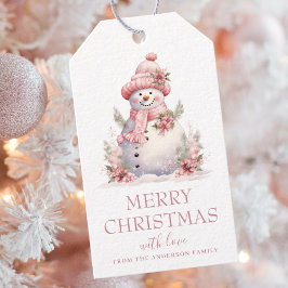 Etiqueta Para Presente Elegante Floral Christmas Snowman