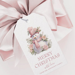 Etiqueta Para Presente Elegante Floral Christmas Snowman