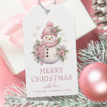 Etiqueta Para Presente Elegante Floral Christmas Snowman<br><div class="desc">Adicione um toque especial ao seu presente de Natal nesta temporada com nossas etiquetas de presentes personalizadas Elegante cor-de-rosa verde e branco floral de Natal. Estas maravilhosas etiquetas de presentes apresentam um bonitíssimo boneco de neve floral, com as palavras "Feliz Natal" escritas em letras elegantes de tipografia. Mas isso não...</div>