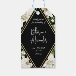 Etiqueta Para Presente Elegante floral em aquarela preto e branco