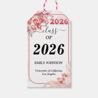 Etiqueta Para Presente Elegante Floral Rosa de Formatura