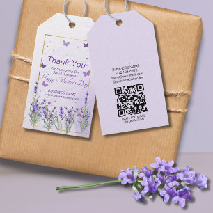 Etiqueta Para Presente Elegante Floral Roxo Dourado Dia das Mães