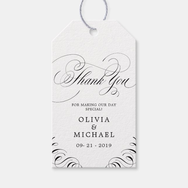 Etiqueta Para Presente Elegante florescente obrigado de casamento (Frente)
