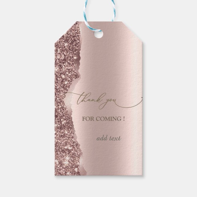 Etiqueta Para Presente Elegante Glitter Script Dourado Rosa  (Frente)