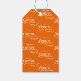 Etiqueta Para Presente Elegante Grateful Ação de Graças Outono Laranja