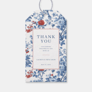 Etiqueta Para Presente Elegante Gratidão Floral Azul