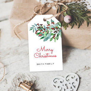 Etiqueta Para Presente Elegante Greenery Feliz Natal