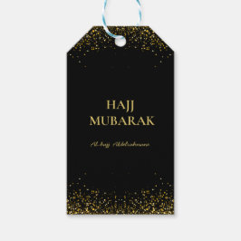 Etiqueta Para Presente Elegante Hajj Mubarak Preto e Dourado