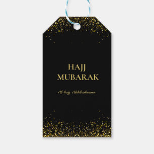 Etiqueta Para Presente Elegante Hajj Mubarak Preto e Dourado