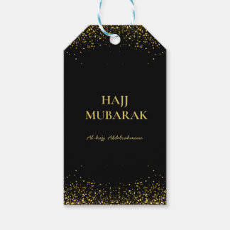 Etiqueta Para Presente Elegante Hajj Mubarak Preto e Dourado