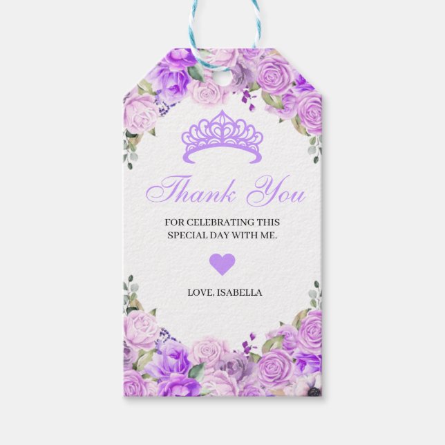 Etiqueta Para Presente Elegante Lilac Purple Floral Obrigado (Frente)