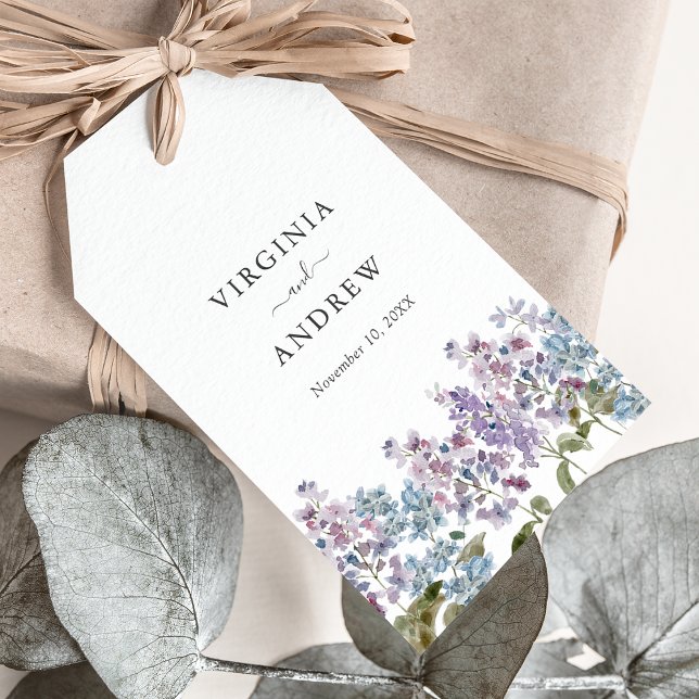 Etiqueta Para Presente Elegante Lilac Wedding (Elegant Lilac Floral Wedding Gift Tags by Painted Paperie
)