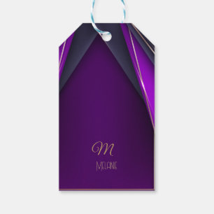 Etiqueta Para Presente Elegante Luxuoso Roxo Dourado Monograma Glamour Mo