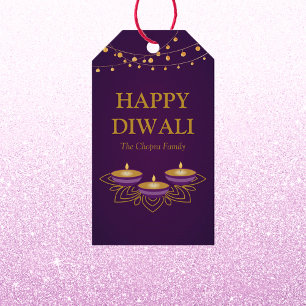 Etiqueta Para Presente Elegante mandala diyas de ouro roxo personalizado 