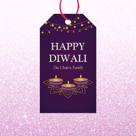 Etiqueta Para Presente Elegante mandala diyas hindu e púrpura diwali